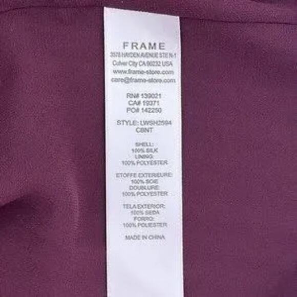 Frame Denim Tops Frame Draped Textured Silk Halter Top In Cabernet size M (b20) - Picture 6 of 8